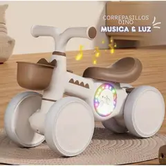 GENERICO - Triciclo Correpasillos Scooter Dino Musical & Luz para Niños Blanco