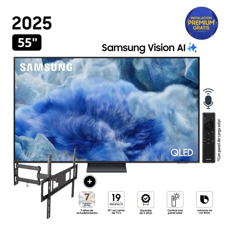 Televisor QLED 55 Visión AI Smart TV QN55Q8FAAGXPE + Rack Giratorio