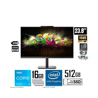 LENOVO - PC AIO 240 V100 238 IPS FHD I3 N305 16GB 512GB SSD ULTRA VELOZ