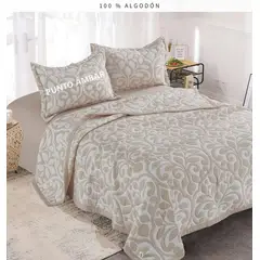 MINGDA - Cubrecama Bordado + Juego de Sábanas Queen 100% Algodón