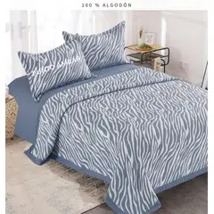 MINGDA - Cubrecama Bordado + Juego de Sábanas Queen 100% Algodón