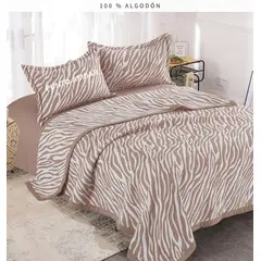 MINGDA - Cubrecama Bordado + Juego de Sábanas Queen 100% Algodón