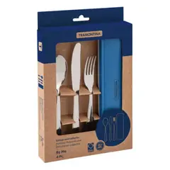 TRAMONTINA - SET DE CUBIERTOS 4 PIEZAS ACERO INOX CON ESTUCHE