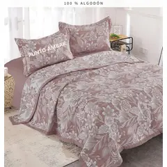 MINGDA - Cubrecama Bordado + Juego de Sábanas King 100% Algodón