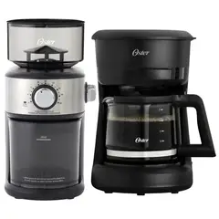 OSTER - Cafetera 4 Tazas Negro BVSTDCDR5B + Molinillo de Cafe BVSTBMH24