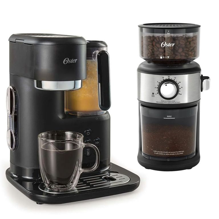 Cafetera frappe con Licuadora BVSTDC03B 3 en 1 + Molinillo de Cafe BVSTBMH24