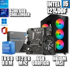 INTEL - PC Gamer Core i5-12400F 16GB RAM SSD M.2 512GB GPU 6GB