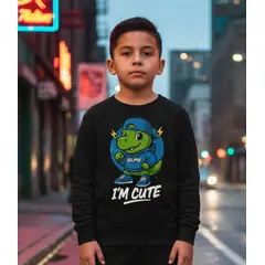 GENERICO - Poleras niño franelado negro Dino Cute