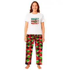 NACIONAL - Pijama Navideña Grinch Dama Conjunto Algodon Rojo