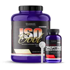 ULTIMATE NUTRITION - Iso Cool 5 LB Vainilla Crema - Isolatada + Creatina 300 g - Fruit Punch + scoop