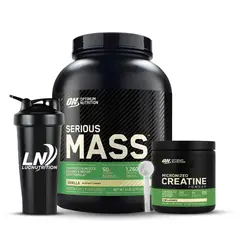 OPTIMUN NUTRITION - Serious Mass 6 LB Ganador de peso - Vainilla + Creatina Optimum Nutrition 300 g Micronizada + Shaker