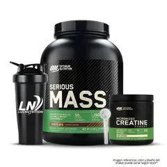 OPTIMUN NUTRITION - Serious Mass 6 LB Ganador de peso - Chocolate + Creatina Optimum Nutrition 300 g Micronizada + Shaker