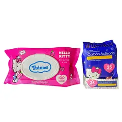 TUINIES - Pack Pañitos Húmedos Y Toallas Desmaquillantes Hello Kitty