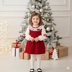 GENERICO - VESTIDO NAVIDAD PARA BEBE NIÑA - FIESTA NAVIDEÑA