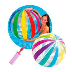 GENERICO - Pelota de Playa Multicolor + Inflador Para Piscina y Verano