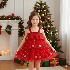 GENERICO - VESTIDO NAVIDAD PARA NIÑA - FIESTA NAVIDEÑA