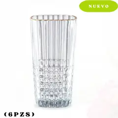 ICHIMATSU - Set de Vasos largos de vidrio Rayas 405 ml x6 piezas