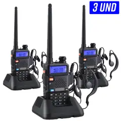 GENERICO - Kit 3 Walkie Talkie Pantalla Radio 2 VIAS ST-UV5R 128 Canales 1-7 KM