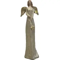 GENERICO - Adorno Decorativo Ángel con Estrella Tonos Blanco y Dorado - Adorno Elegante para Sala Regalo Ideal