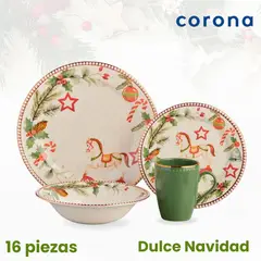 CORONA - Juego de Vajilla Dulce Navidad x16 piezas