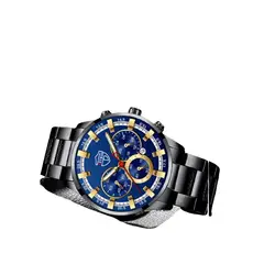 GENERICO - Reloj de acero negro y estuche