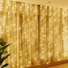 GENERICO - Luces Led Cortina 3 X 3 Mt Luz amarillo cálido para Decoración