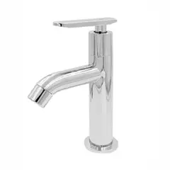 APACHE - Grifo Llave Bajo 14cm para Ovalin o lavabo Pico cascada Acero Cromado Brillante
