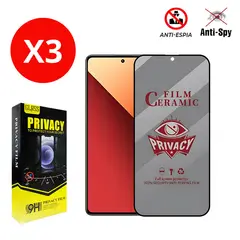 SHIELD - Pack x3 Mica Protector de Pantalla de Cerámica Antiespía para Motorola Moto G54