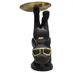 GENERICO - Adorno Decorativo de Perro Moderno con Detalles Dorados - Adorno Elegante para Sala Regalo Ideal