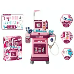 GENERICO - Set de Doctora Carrito para Niñas 37 Accesorios luces y sonidos