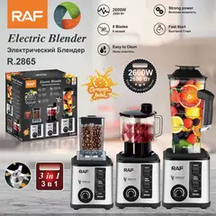 RAFF - LICUADORA MOLINO Y PROCESADOR MULTIFUNCIONAL 3 EN 1 - 2600W