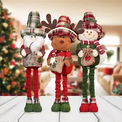 NOEL - PACK DE 3 MUÑECOS PATILARGAS - DECORACION NAVIDAD - 70CM ALTO X 16CM ANCHO JINGLE BELLS