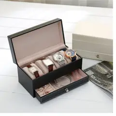 GENERICO - Organizador de Relojes y Joyas de Doble Capa Fibra de Carbono