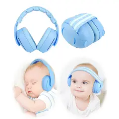 GENERICO - NUEVAS OREJERAS ANTIRUIDO 2 en 1 PARA BEBÉS Y NIÑOS - CELESTE