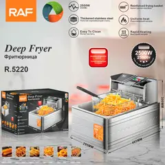 RAFF - FREIDORA ELÉCTRICA DE ACERO INOXIDABLE DE 5,5 LITROS - 2500W