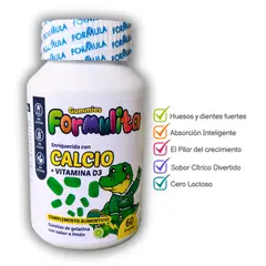 GENERICO - GOMITAS NIÑOS DE CALCIO + VITAMINA D3 SIN GLUTEN NI LACTOSA 60 UNIDADES SABOR LIMÓN
