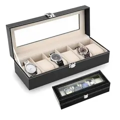 GENERICO - Estuche Organizador De Relojes de 06 Divisiones Porta Reloj