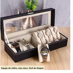 GENERICO - Estuche Organizador De Relojes de 06 Divisiones Porta Reloj
