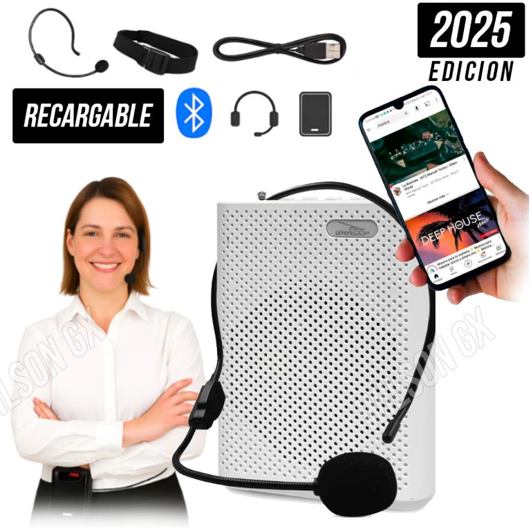 Amplificador De Voz Portátil Vincha Correa Bluetooth Recargable USB 2025