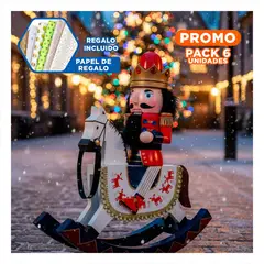 ANIMALIA - Pack6 Decoracion en Caballo con Renitos de Navidad Hogar de Roja Azul Y+Papel Regalo