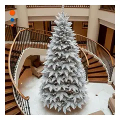 RYBIU IMPORT - Arbol Navideno 240cm con Hojas Planas y Detalle Nevado Verde Blanco cod NCN Y+Ligas Regalo