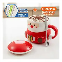 RYBIU IMPORT - Pack12 Adorno Estilo Papanoel con Regalo 410 ml y Tapa para Navidad de Rojo Y+Papel Regalo