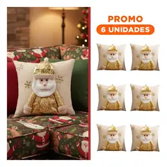 RYBIU IMPORT - Pack6 Fundas Decorativas con Papa Noel para Realzar tu Hogarde Navidad en Beige