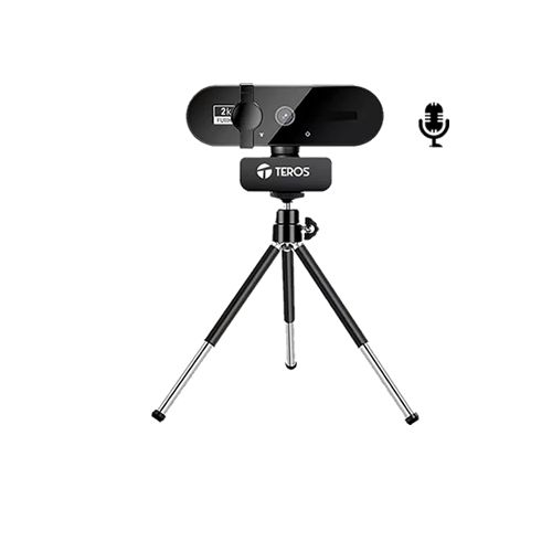 Cámara Web TE-9072 2K USB con Trípode y Micrófono Integrado