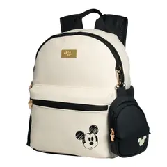 DISNEY CLASICOS - Mini Mochila Mujer Mickey Mouse Black & Cream Limited Edition Disney Con Monedero