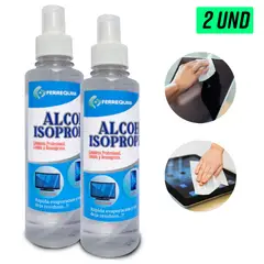 GENERICO - Kit 2 Alcohol Isopropílico 250ml limpieza pc laptop tv celular 500 ml