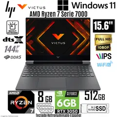 HP - Laptop Victus Gaming 15-FB3019LA AMD Ryzen 7 7445HS 8GB RAM 512GB RAM RTX 3050-6GB 15.6" FHD