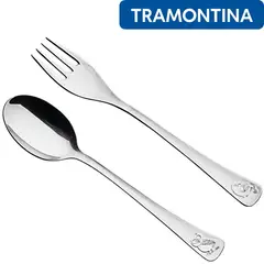 TRAMONTINA - Juego de cubiertos para niños acero inoxidable con dibujo en alto relieve 2 piezas-