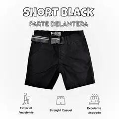 YONISTERS CLOTHING - Short Niño Casual Algodón Drill Tafeta Negro Yonister Clothing