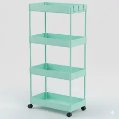 GENERICO - CARRITO ORGANIZADOR 4 NIVELES - COLOR VERDE AGUA